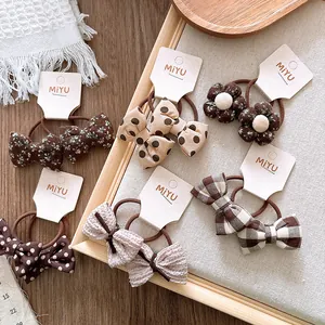 Chouchous Pour Cheveux Avec Nœud En Tissu Style Coréen Motifs Floraux Et À Pois Élastiques À Cheveux Pour Enfants Filles Accessoires Cheveux