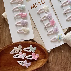 Détails de barrettes à cheveux pailletées cœur et étoile pour filles en pastel