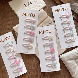 Lot de 20 barrettes pailletées en forme d'étoile et de cœur pour filles en couleurs pastel