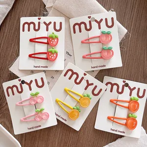 Leuke Cartoon Fruit Haarclips Voor Kinderen Meisjes Aardbei Perzik Hars BB Clips Zoete Mode Haaraccessoires Voor Dagelijks Gebruik