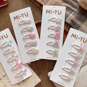 Lot de barrettes à paillettes pour filles en forme de cœur, étoile et couronne