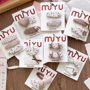 Sweet Korean Style Floral Fabric BB Hair Clips For Girls Handmade Lace Bow Heart Star Pattern Hair Pins Accessory