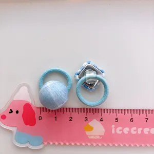 Lot de mini chouchous bleus à carreaux pour fillettes avec ornements en tissu doux