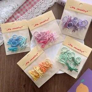 Kids Bow Hair Ties Small Suede Like Fabric Elastic Hair Bands Candy Color Gradient Hair Accessories For Baby Girls Daily Use