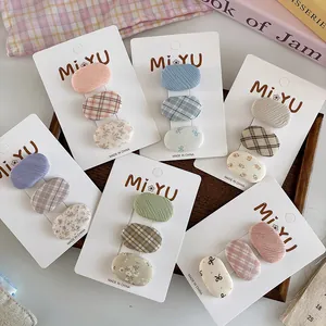 Süße Stoff Haarklammern Für Mädchen Blumen Karomuster BB Clips Kleine Stoffbezogene Barrettes Kinder Haarschmuck