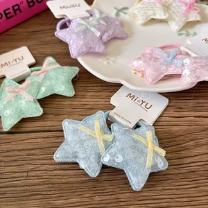Élastiques à cheveux étoiles à paillettes pour filles avec petits nœuds colorés