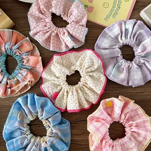 Set de 6 coleteros de tela con lunares y cuadros en variados colores pastel dulces