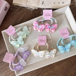 Lot de chouchous papillon colorés avec motifs à pois et cordes tressées élastiques
