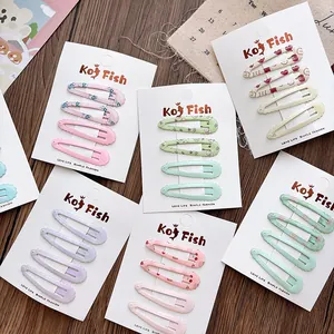 Zoete Bloemen Beer Fruit BB Haarclips Set Voor Vrouwen Meisjes Metaal Druppelolie Golvende Rand Bedrukte Haarspelden Sieraden