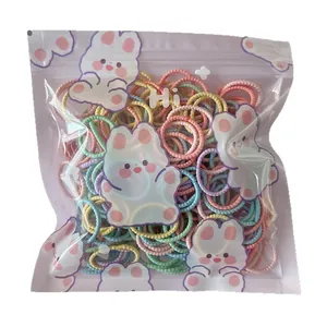 200-piece set of colorful elastic hair bands for girls in macaron knit fabric styles