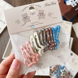 Barrettes pour enfants en forme d'étoile avec pois colorés en lot de 5 pièces assorties
