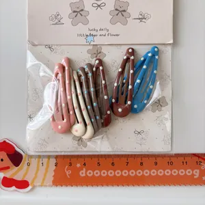 Lot de 8 barrettes à cheveux colorées à pois en métal pour filles avec règle