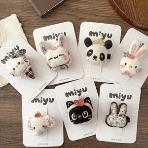 Détails de barrettes peluches 3D pour enfants avec motifs de lapin et panda mignons