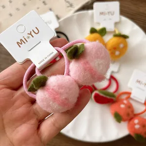 Élastiques à cheveux en feutre de laine faits main avec motifs de pêche et orange mignons