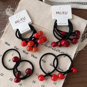 Elastici per Capelli a Ciliegia per Bambini Dolce Corda per Capelli in Nylon Ad Alta Elasticità per Ragazze Accessori per Capelli a Forma di Frutta