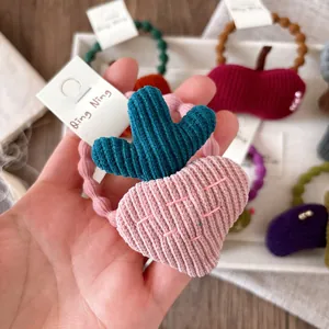 Cute embroidered velvet carrot hair tie for girls featuring high elasticity cord and corduroy