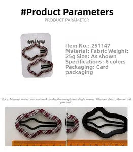 Détail des grandes barrettes à carreaux avec mesures et texture de tissu doux