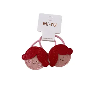 Niedliche Cartoon Mädchen Design hochelastische Leder Haargummis für Kinder 2er Set