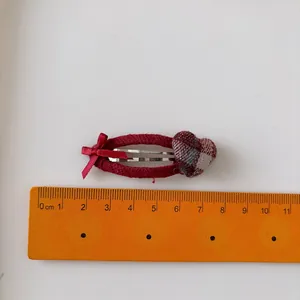 Rode geruite haarclip met hart en strik voor meisjes, zoet haaraccessoire van 6 cm