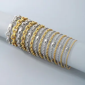 Chaînes à maillons O en acier inoxydable or et argent de tailles variées pour tous