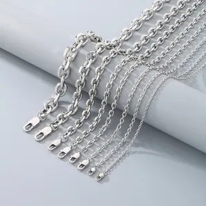 Colliers chaîne en O minimalistes en acier inoxydable avec fermoirs homard divers