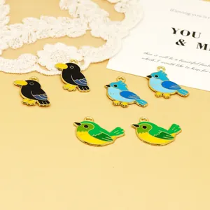 Colorful enamel bird charms for DIY jewelry making, keychains and craft accessories