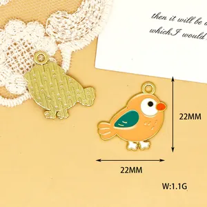 Detail showing 22mm x 22mm size and weight of small bird enamel charm pendants