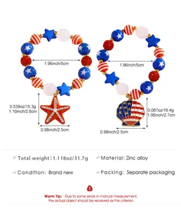 Detailed dimensions and weight info of patriotic starfish and seashell charm bracelets