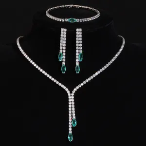 Luxurious Marquise Cut Zirconia Necklace Earrings Bracelet Jewelry For Women Elegant Tennis Chain Banquet Wedding Jewelry