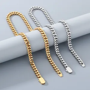 Detailed view of 8mm stainless steel cuban link chain in gold and silver finish