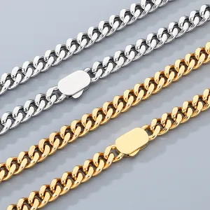Fashion 8mm Stainless Steel Cuban Link Chain Necklace For Men Women Simple Punk Hip Hop Style Jewelry Accessory