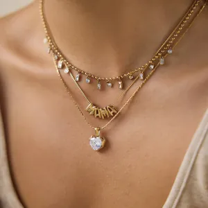 Collana Con Pendente Lettera MAMA in Acciaio Inossidabile Placcato Oro 18K Bracciale MOM Strass Anello Cuore per Festa della Mamma