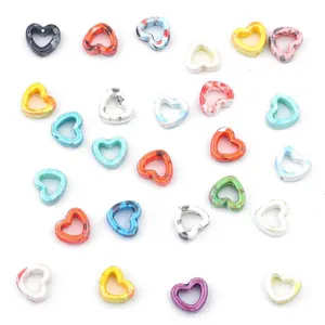 Ink marble hollow heart ceramic beads in various colors for DIY jewelry making
