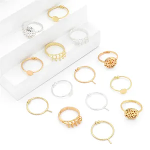 Verstelbare 14K goud en zilver vergulde DIY ringbasis onderdelen voor handgemaakte sieraden