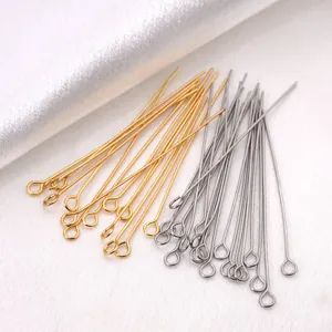 Polierte goldene und silberne Edelstahl-Augenstifte für DIY-Schmuck und Perlenstickerei