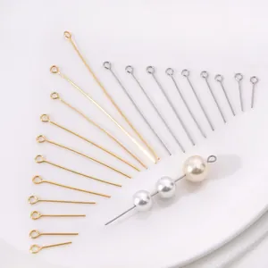 Edelstahl Neun-Wort-Nadel Schmuckherstellung DIY Ohrring Halskette Armband Verbinder Zubehör Gold Silber Metallic Glatte Bastelbedarf