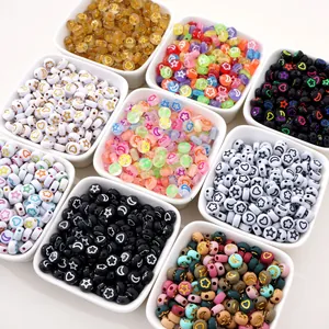 7x4mm acrylic moon star flat beads set in nine colors for DIY jewelry and bracelets