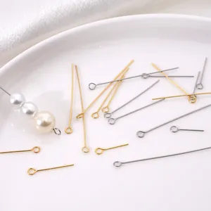 Edelstahl-Augennadeln in Gold und Silber mit Perle für die DIY-Schmuckherstellung