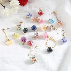 Colorful Star Sequin Transparent Glass Ball Charms DIY Jewelry Making Material For Earrings Necklace Pendant Accessories