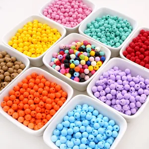 Perles en acrylique colorées de 6mm pour bijoux DIY et accessoires de téléphone