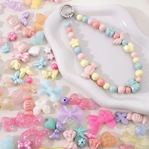 Acryl Gemischte Perlen Macaron Farben Schleife Hase Süßigkeiten Formen Für DIY Schmuckherstellung Handgemachte Armband Kette Süße Accessoires