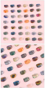 Detailed view of faceted aurora crystal glass beads for DIY jewelry making and crafts