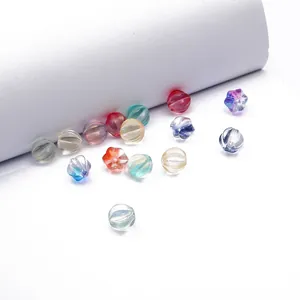 Colorful translucent glass pumpkin and star beads for DIY jewelry making
