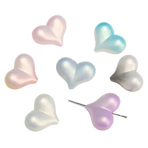 Set of seven 23mm gradient pearlescent heart charms for DIY jewelry and phone chains