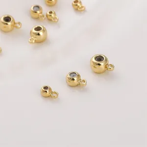 Détail des perles coulissantes en or 14K avec silicone et anneau pour bijoux DIY
