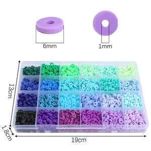Detailansicht des 6mm Fimo Perlen Sets mit Maßen und 24 Gitter Aufbewahrungsbox