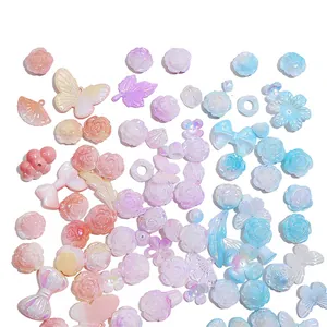 Iridescent acrylic charm collection in pastel gradients for DIY jewelry making and crafts