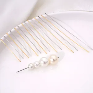 Alfileres de cabeza plana de acero inoxidable en oro y plata para manualidades de joyería