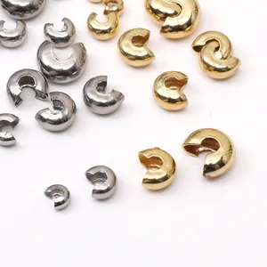 Cubre nudos pulidos en oro y plata de varios tamaños para creación de joyería DIY