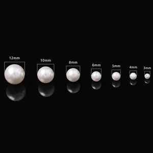 Perle finte bianche tonde lucide in dimensioni da 3mm a 12mm per gioielli fai da te